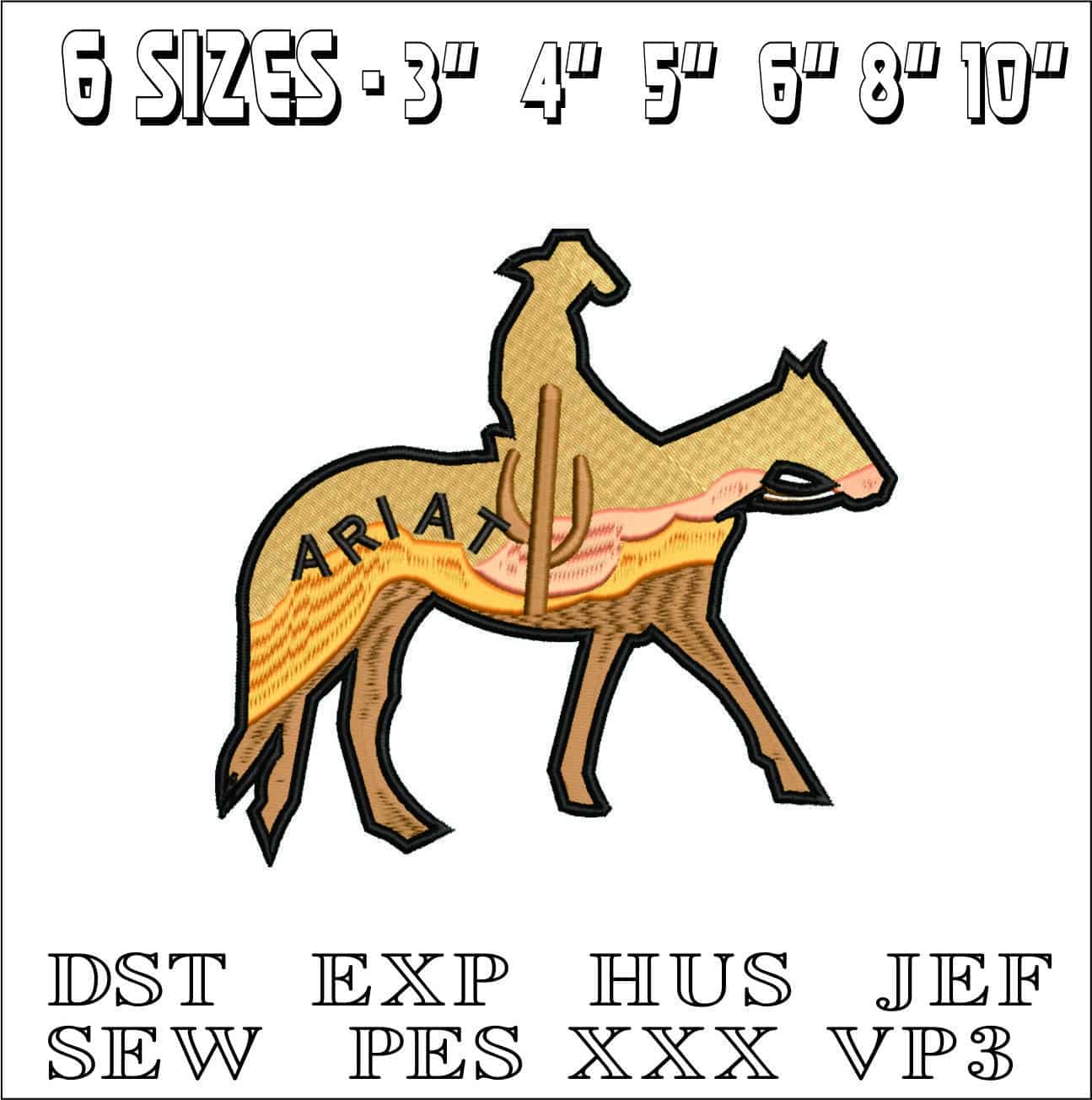 Ariat Horse- Elegant embroidery design file - instant download — view 2