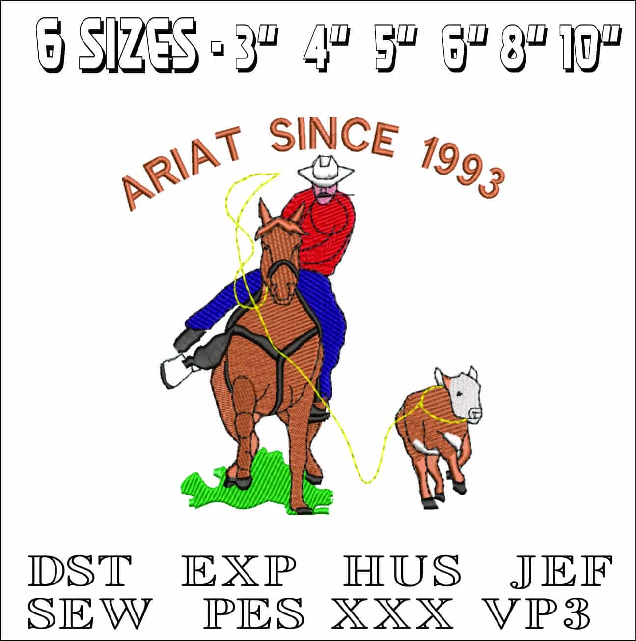 ARIAT Cowboy- Elegant embroidery design file - instant download — view 2