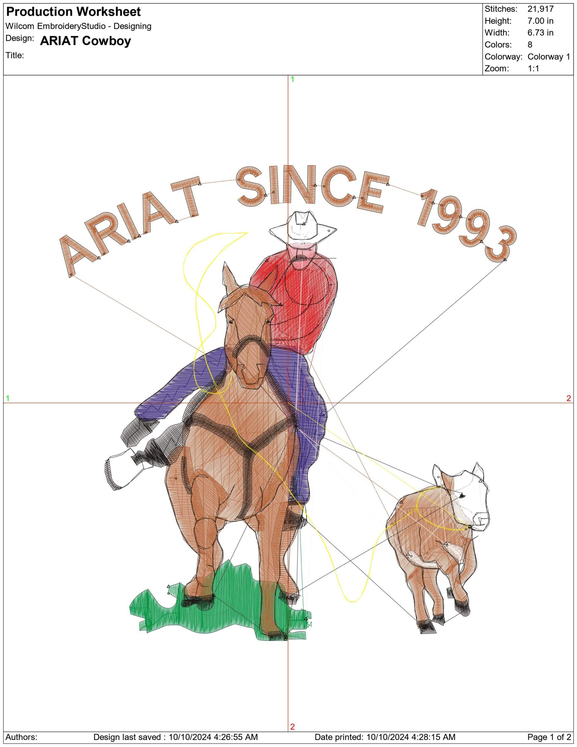 ARIAT Cowboy- Elegant embroidery design file - instant download — view 4