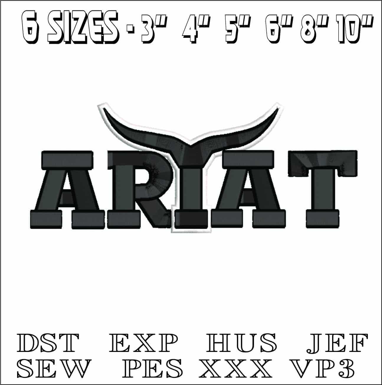 ARIAT horns- Elegant embroidery design file - instant download — view 2