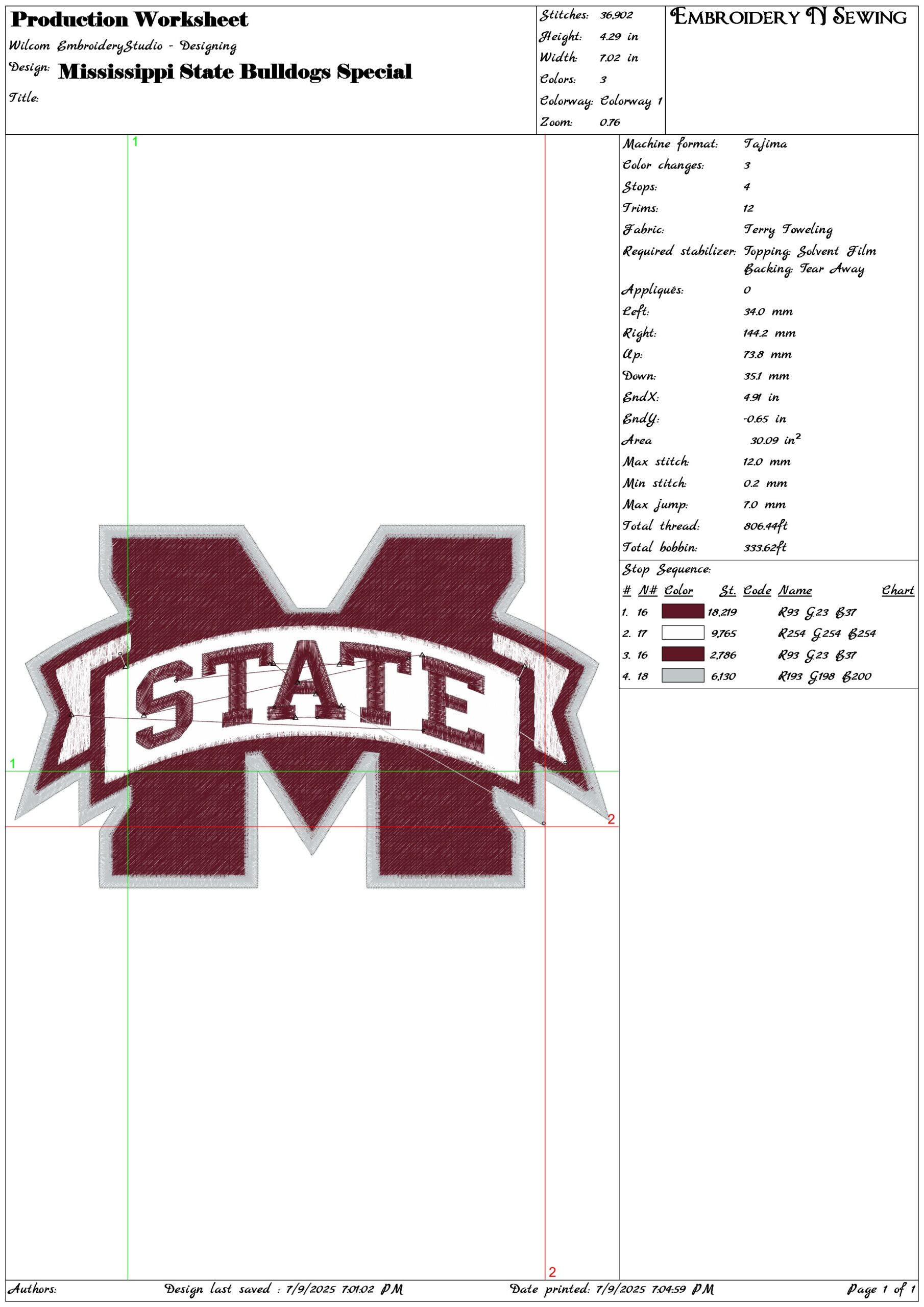 Mississippi State Bulldogs Special embroidery design - Mississippi State University Logo machine pattern file — view 2