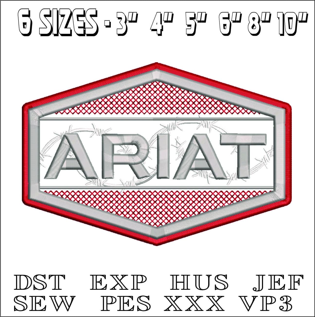 Ariat Logo Barbwire- Elegant embroidery design file - instant download — view 2