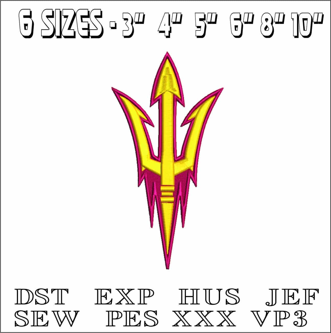 Arizona Sun Devils- Elegant embroidery design file - instant download — view 2