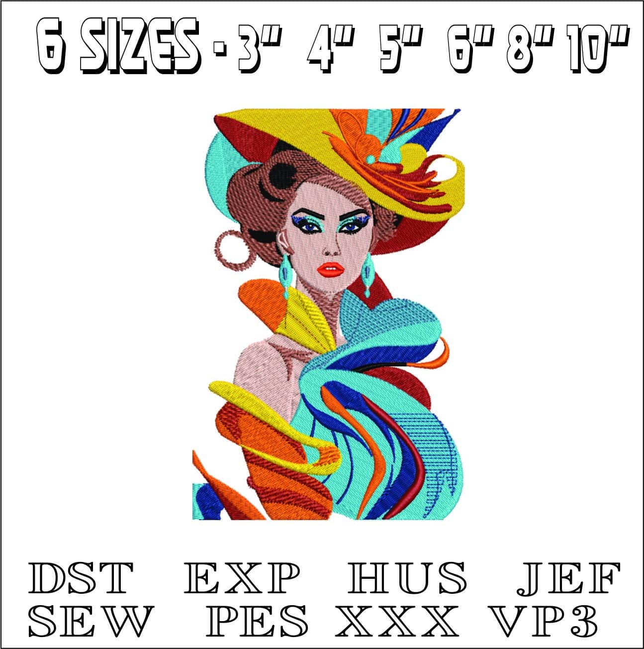 Asian Elegant woman- Elegant embroidery design file - instant download — view 2