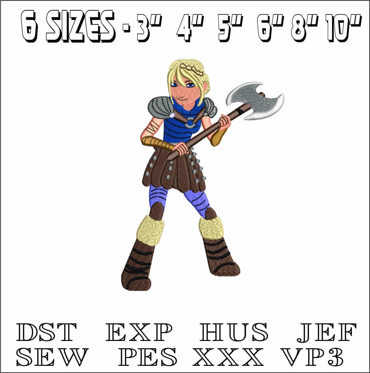 Astrid How to Train a Dragon- Elegant embroidery design file - instant download — view 2