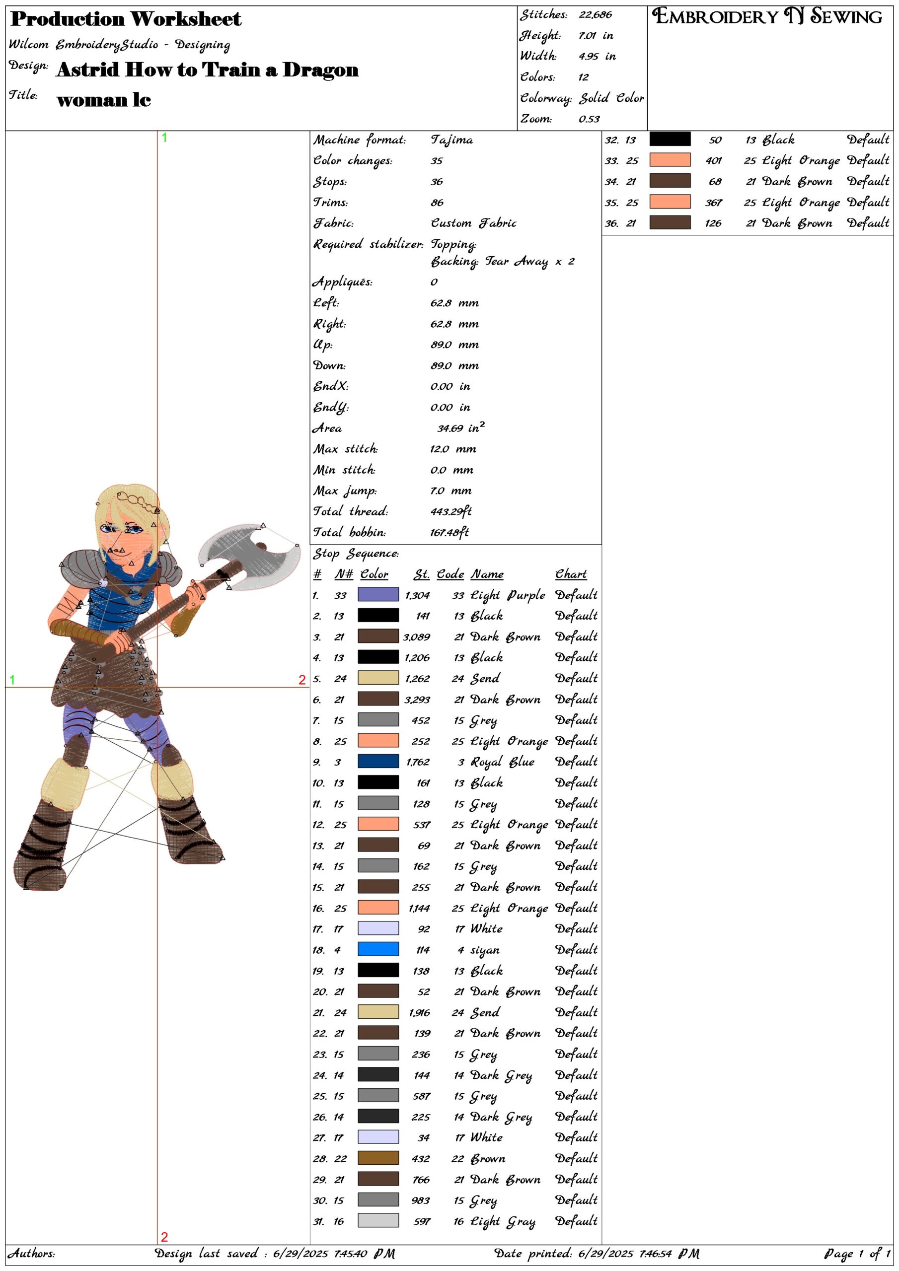 Astrid How to Train a Dragon- Elegant embroidery design file - instant download — view 3
