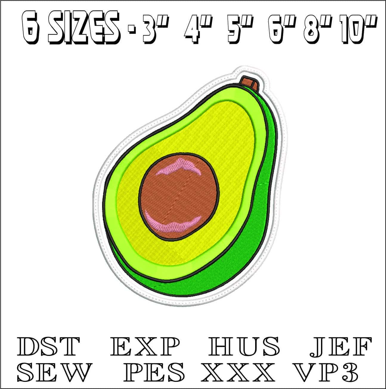 Avocado- Elegant embroidery design file - instant download — view 2