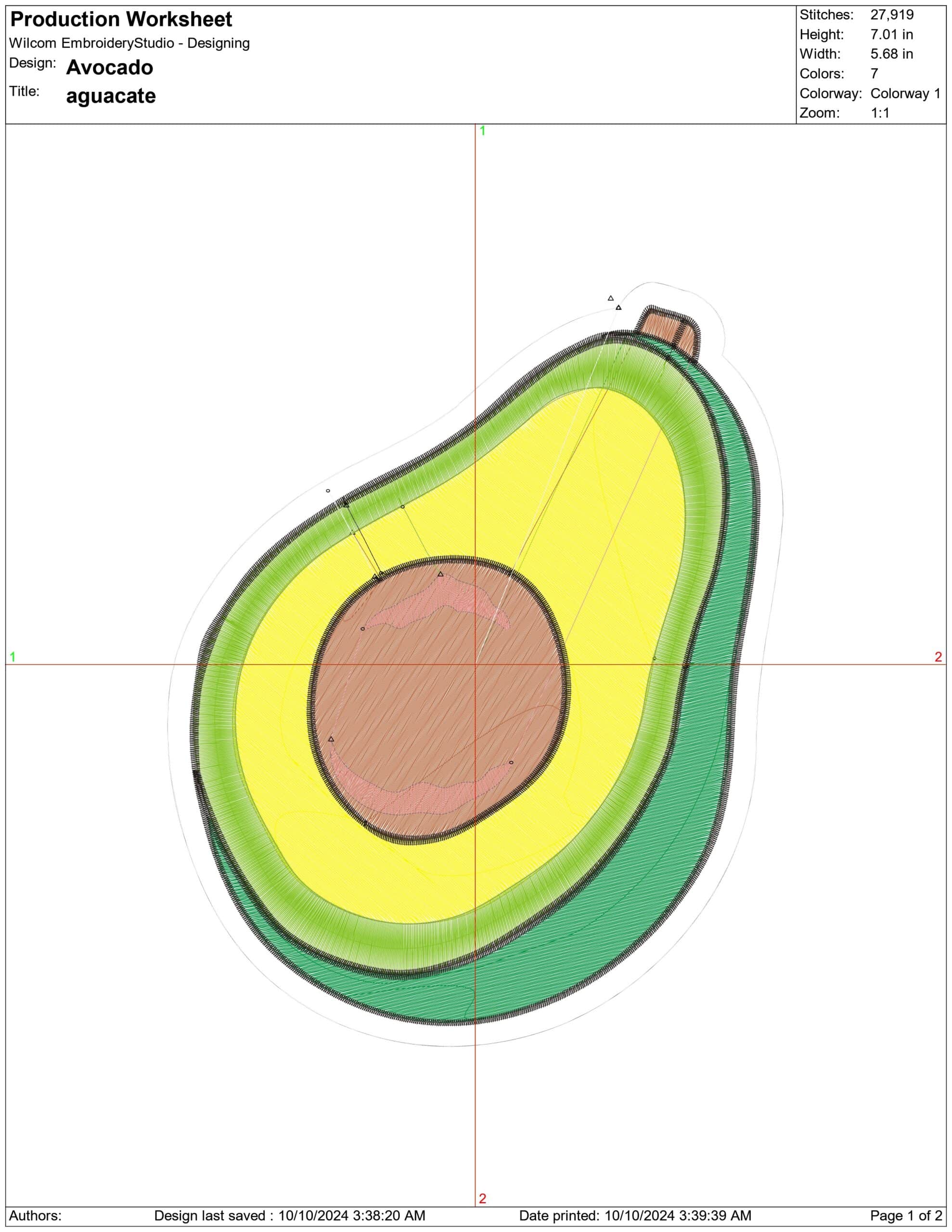Avocado- Elegant embroidery design file - instant download — view 4