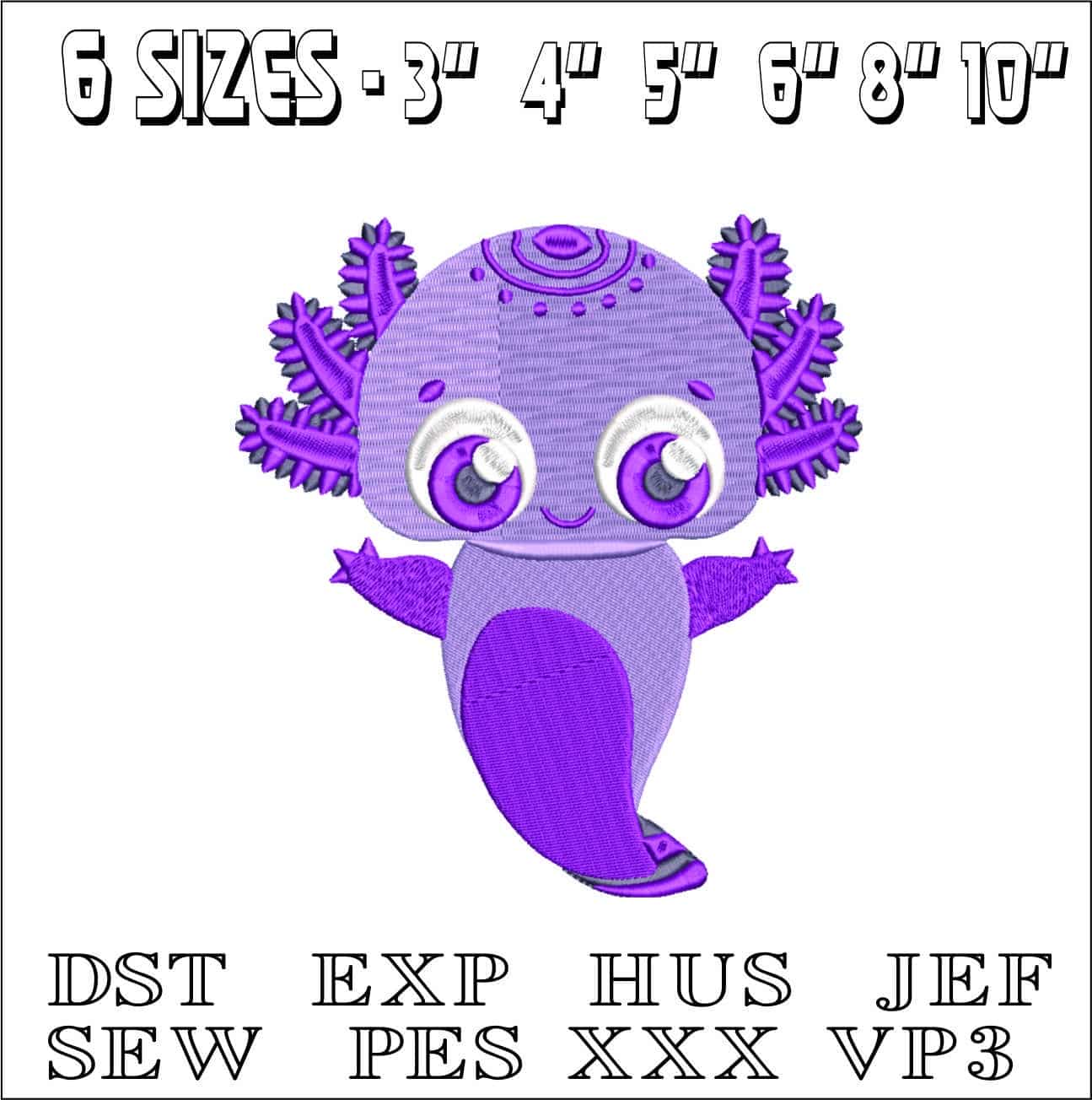 AxalotI- Elegant embroidery design file - instant download — view 2