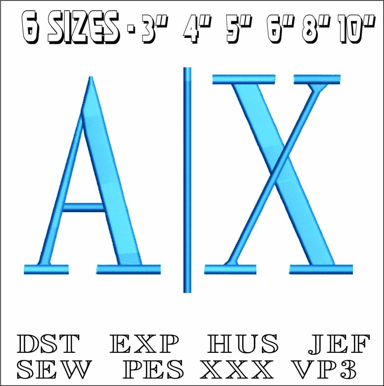 AX Logo- Elegant embroidery design file - instant download — view 2