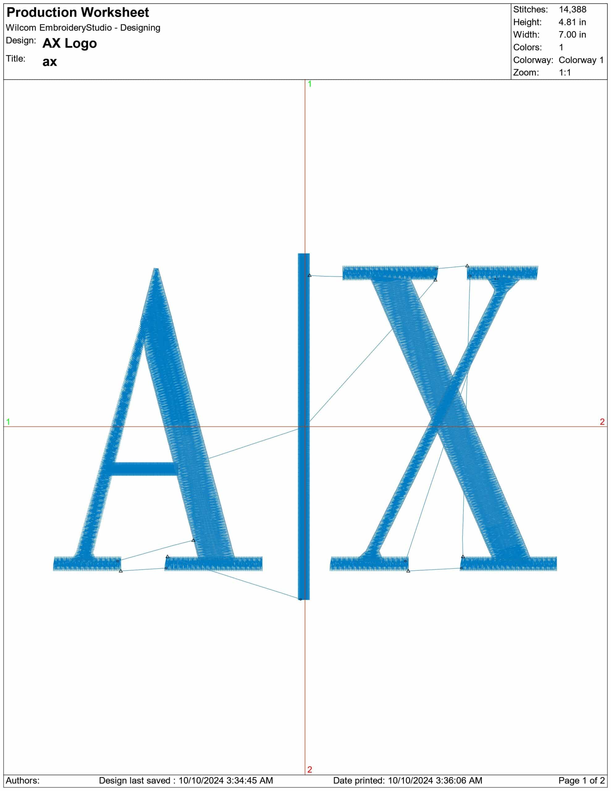 AX Logo- Elegant embroidery design file - instant download — view 4