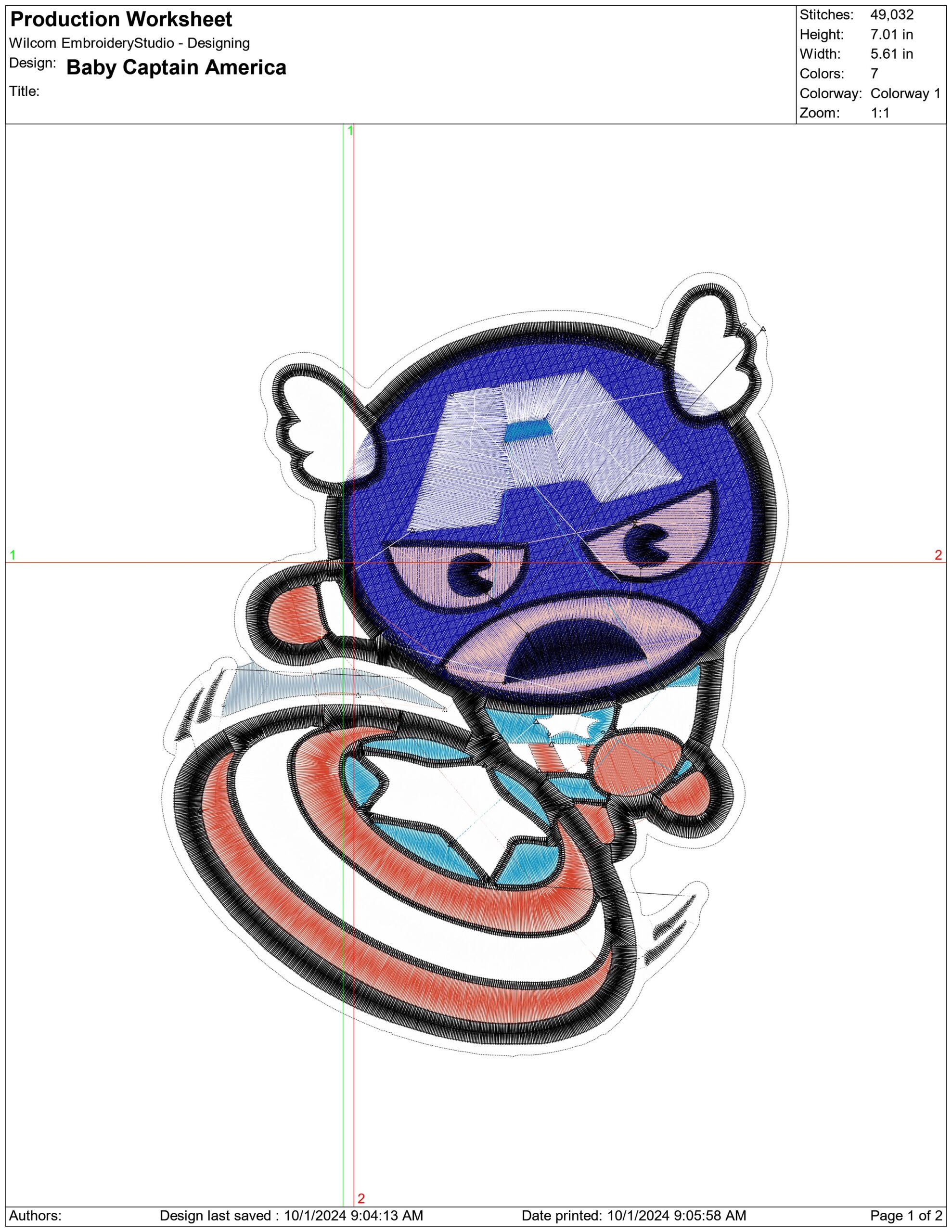 Baby Captain America- Elegant embroidery design file - instant download — view 4