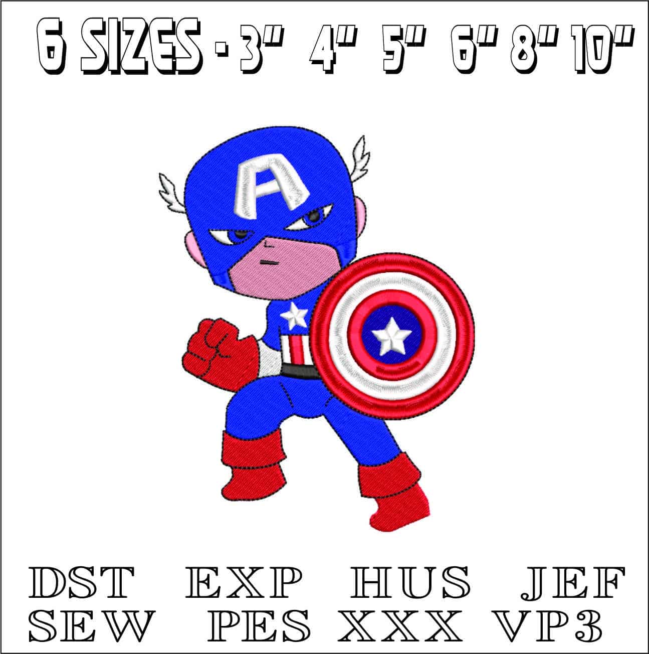 Baby Captain America action- Elegant embroidery design file - instant download — view 2