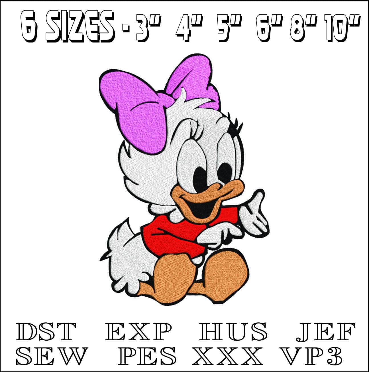 Baby Daisy Duck- Elegant embroidery design file - instant download — view 2