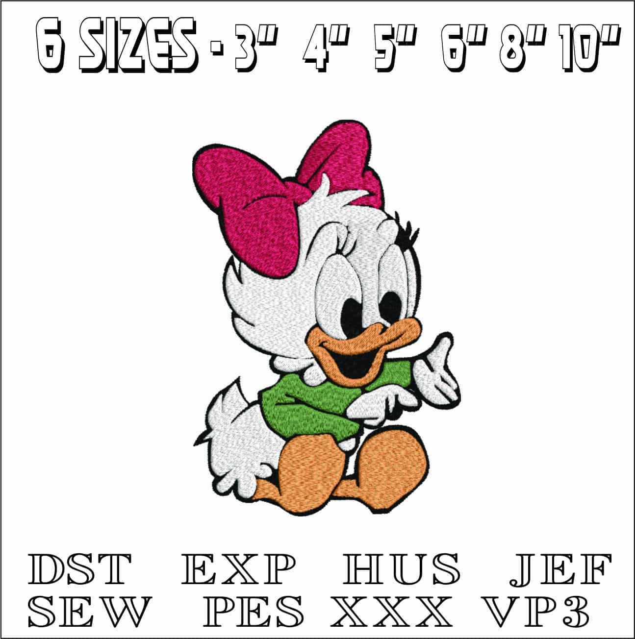 Baby Daisy Duck Sitting- Elegant embroidery design file - instant download — view 2
