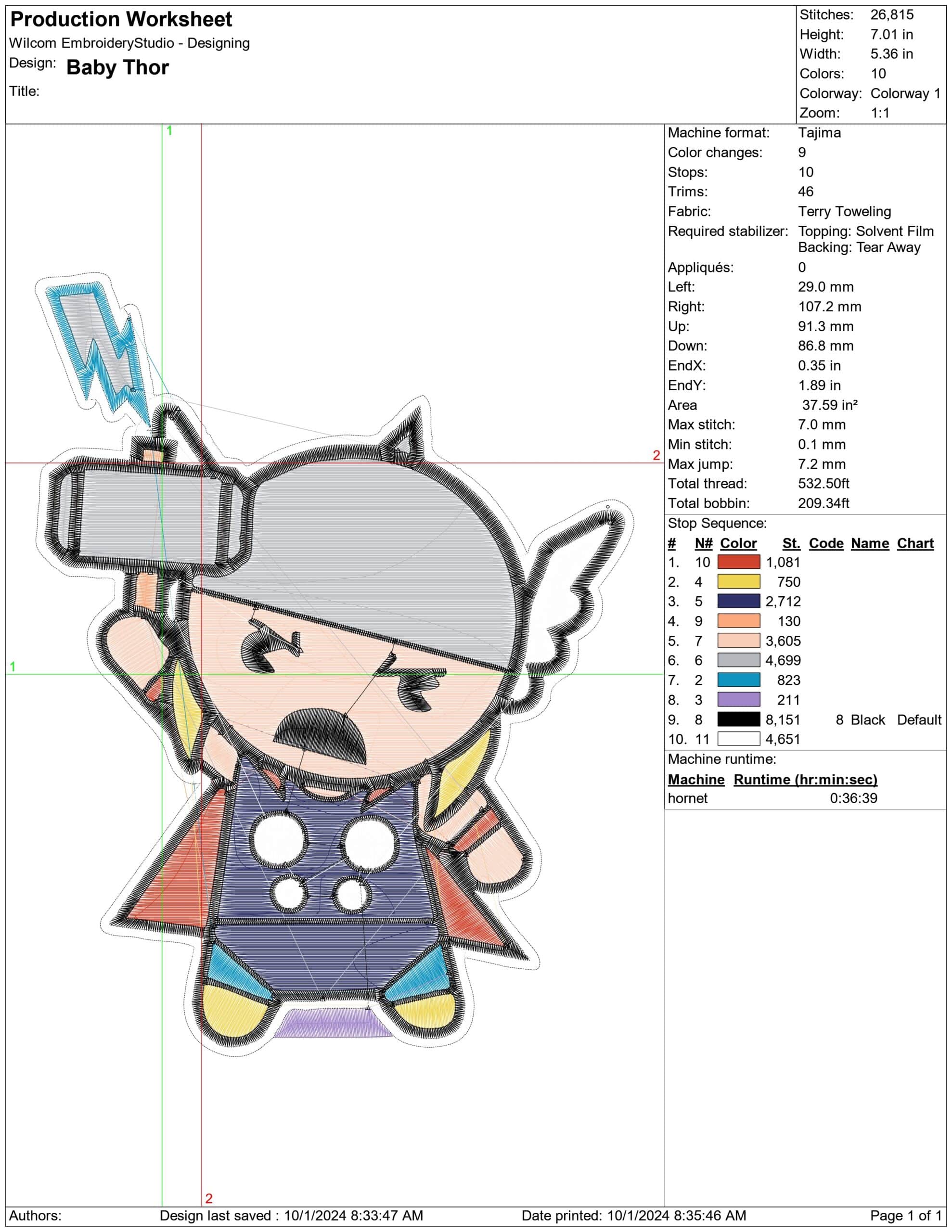 Baby Thor- Elegant embroidery design file - instant download — view 3