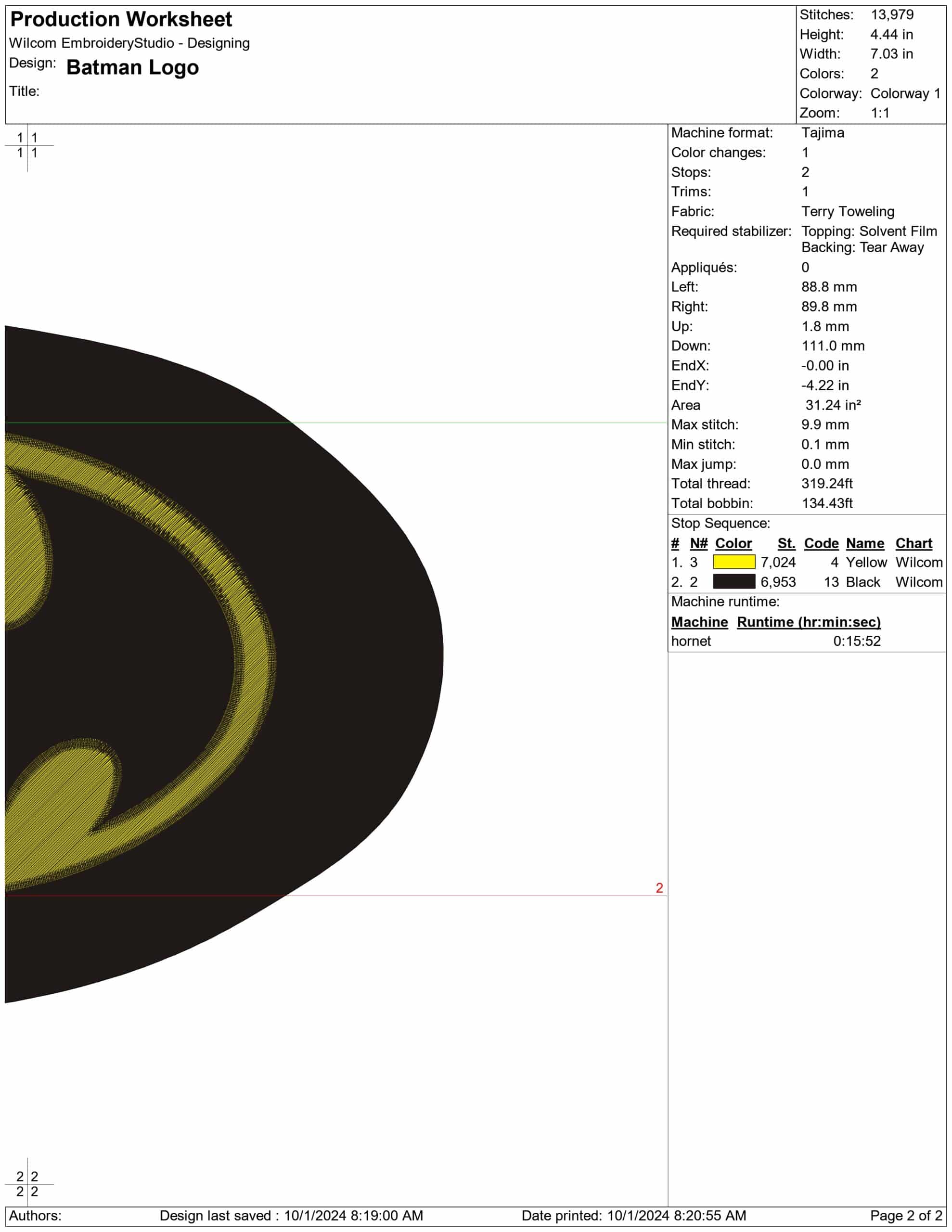 Batman Logo- Elegant embroidery design file - instant download — view 3