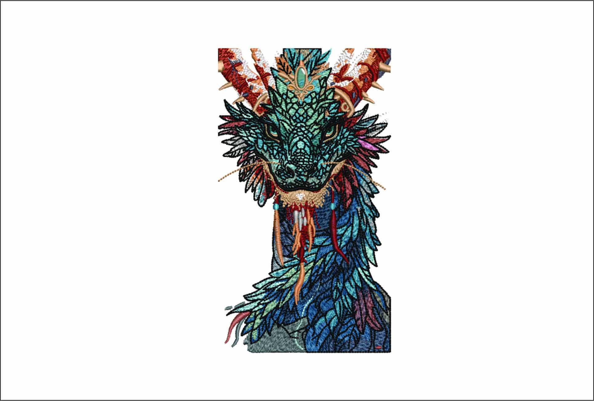 Beautiful Blue Dragon- Elegant embroidery design file - instant download