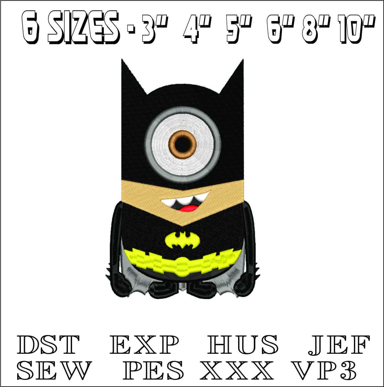Batman Minion- Elegant embroidery design file - instant download — view 2