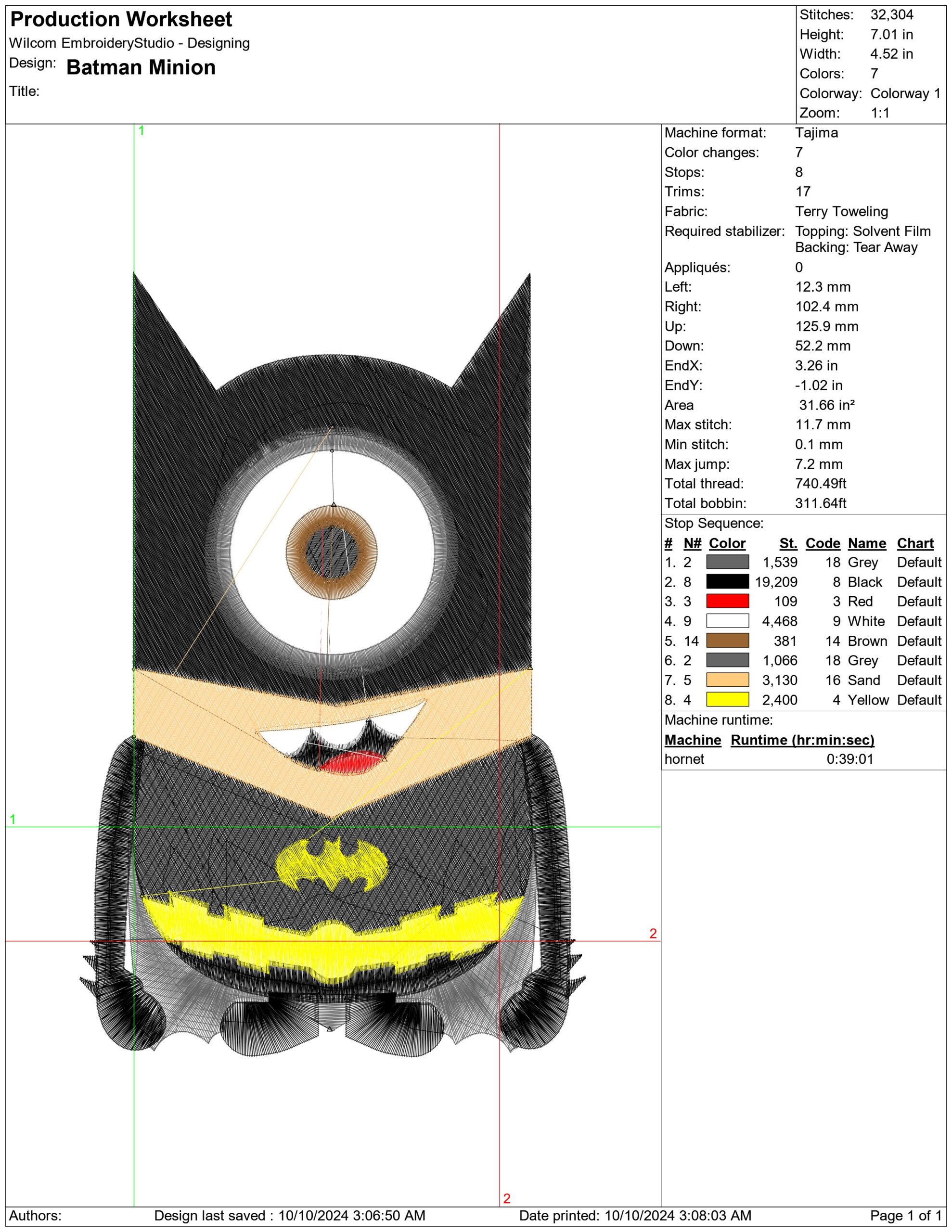 Batman Minion- Elegant embroidery design file - instant download — view 3