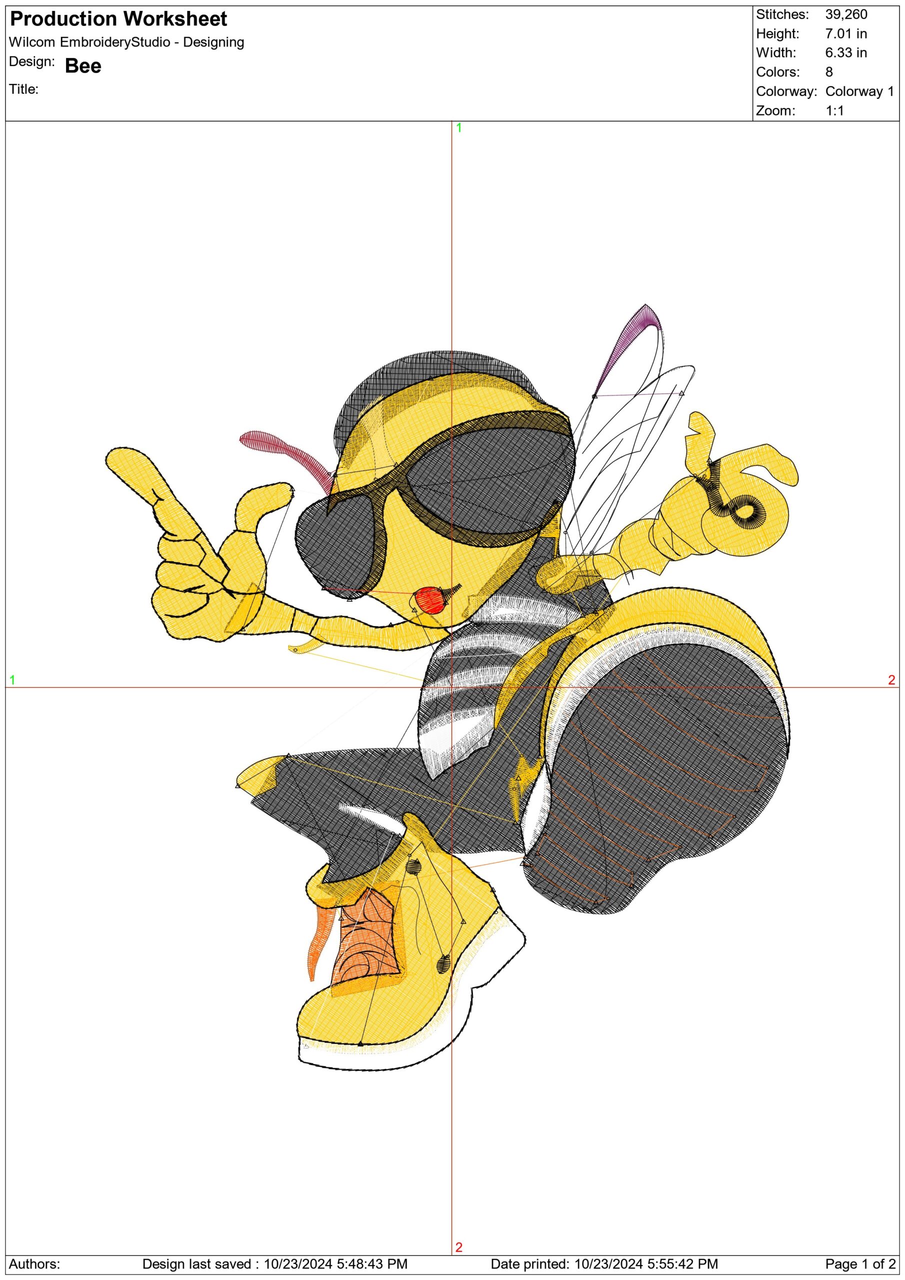 Bee- Elegant embroidery design file - instant download — view 4