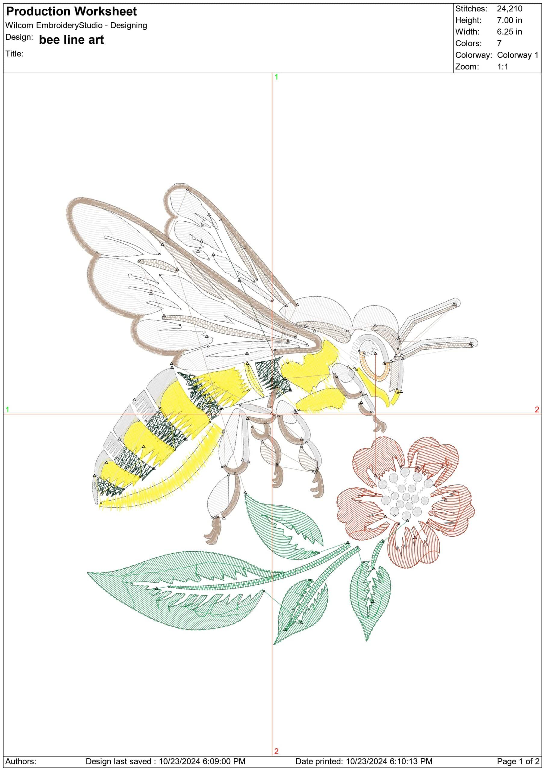 Bee and Flower- Elegant embroidery design file - instant download — view 4