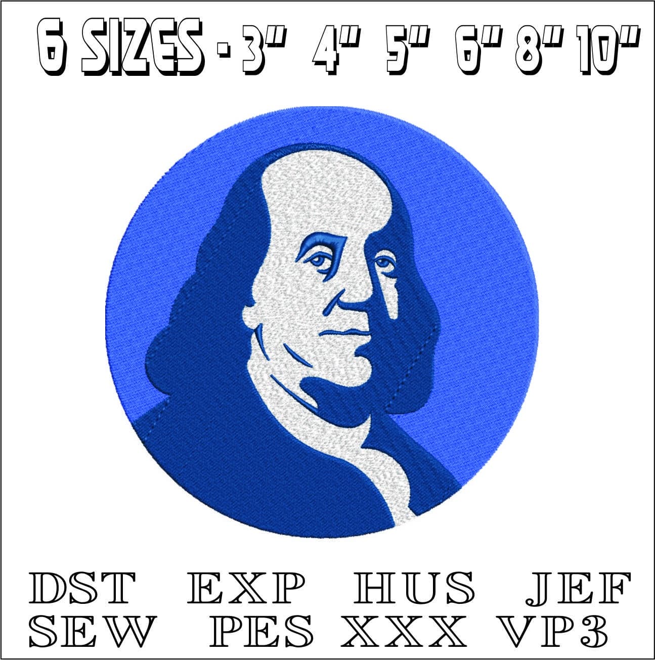 Benjamin Franklin- Elegant embroidery design file - instant download — view 2