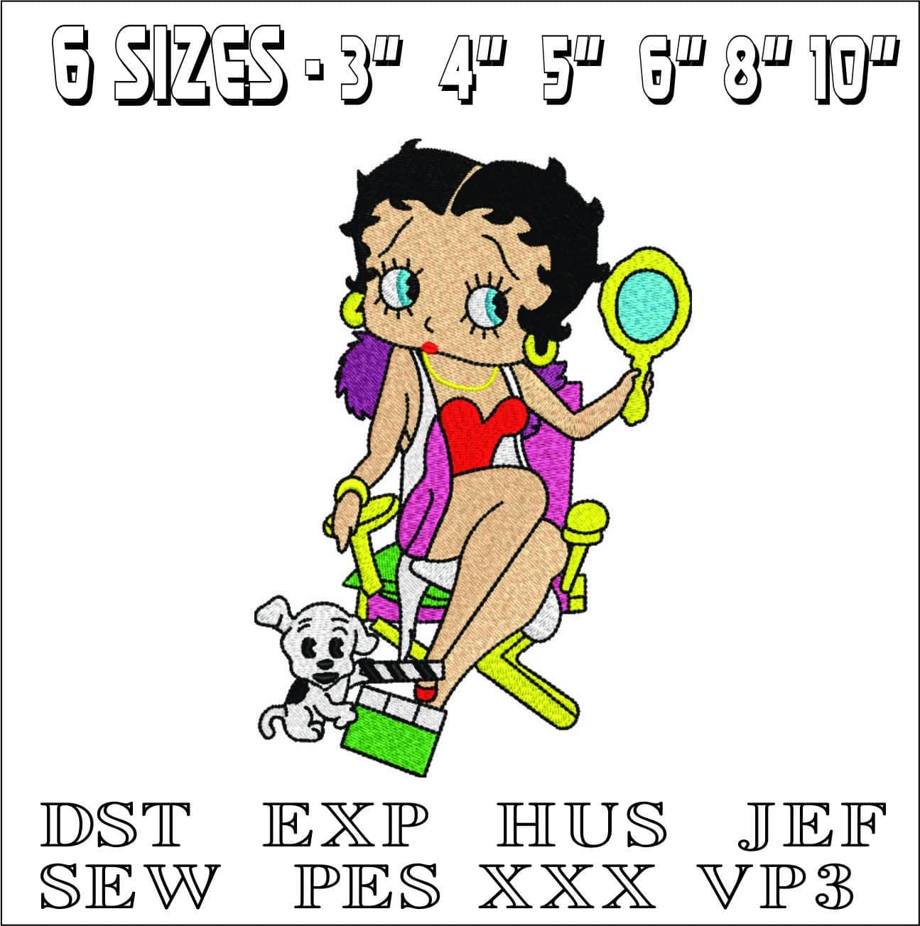 Betty Boo Film- Elegant embroidery design file - instant download — view 2