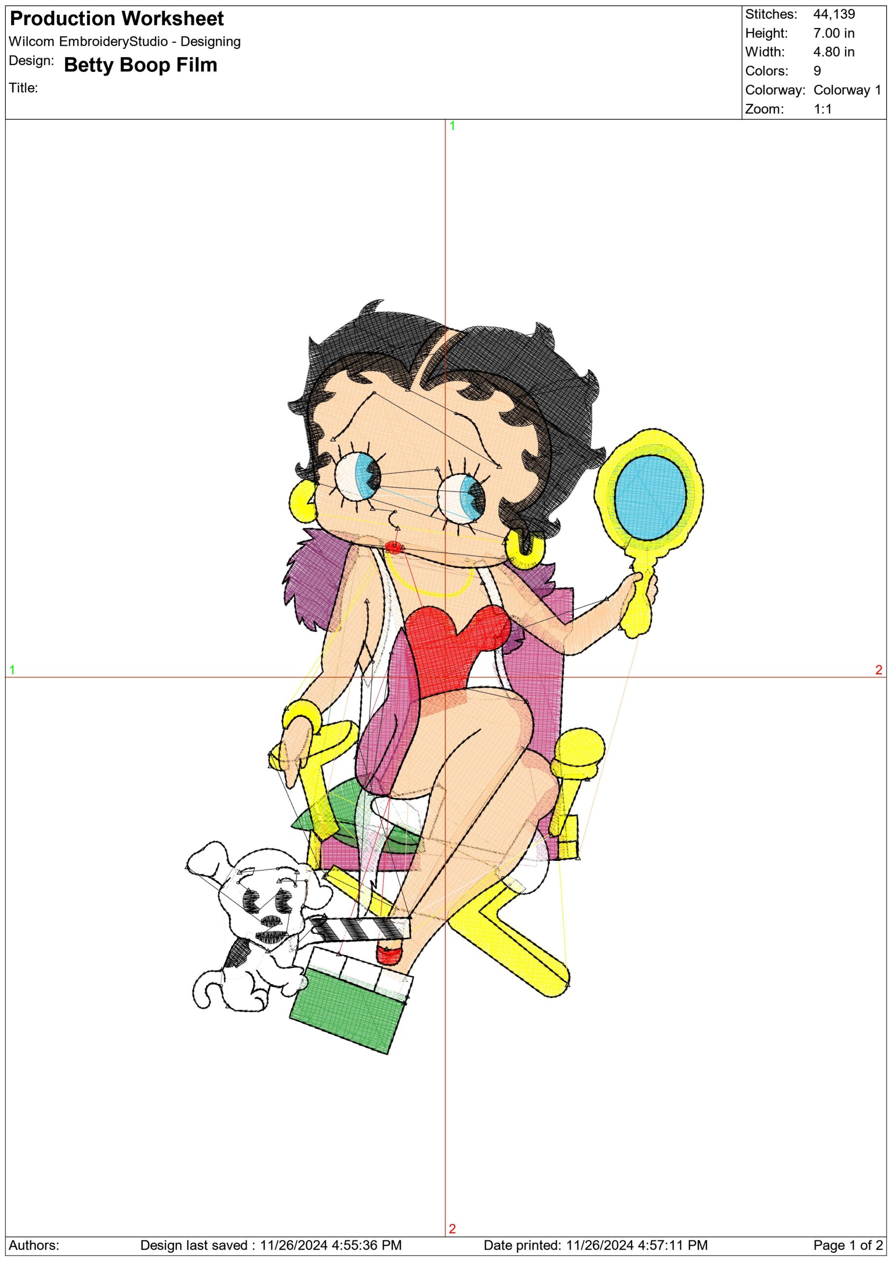 Betty Boo Film- Elegant embroidery design file - instant download — view 4