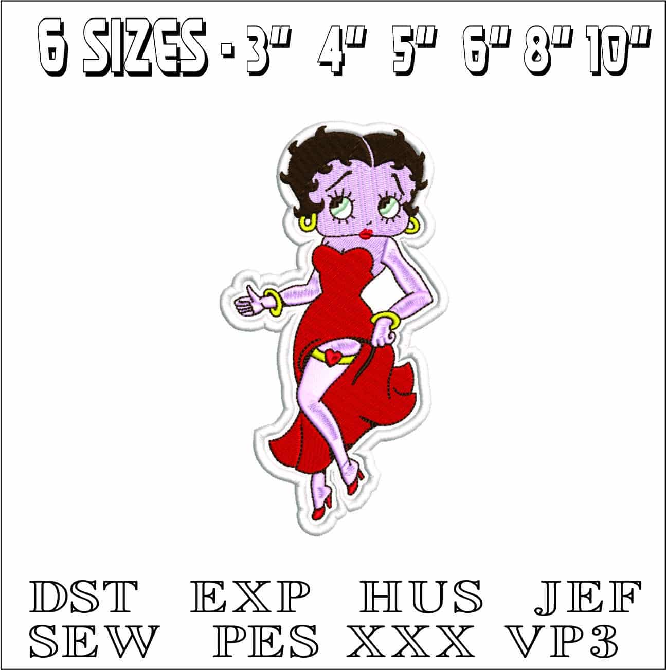 Betty Boop- Elegant embroidery design file - instant download — view 2