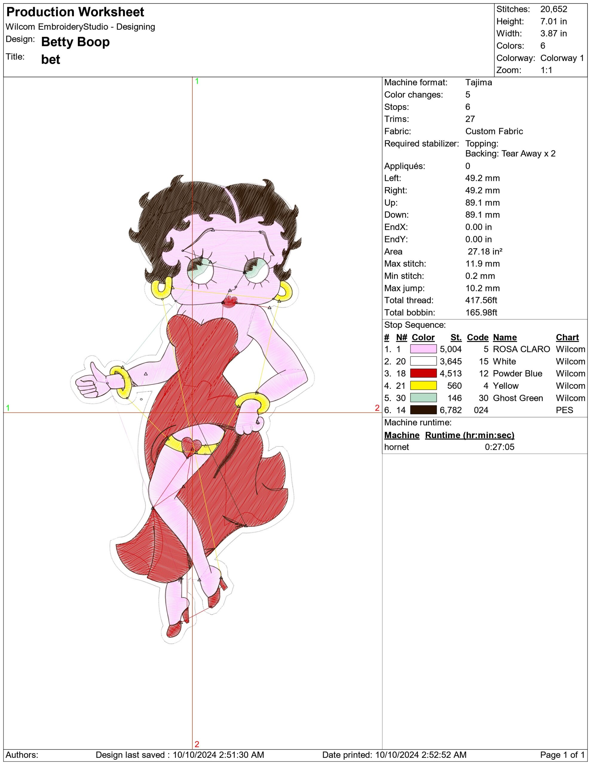 Betty Boop- Elegant embroidery design file - instant download — view 3