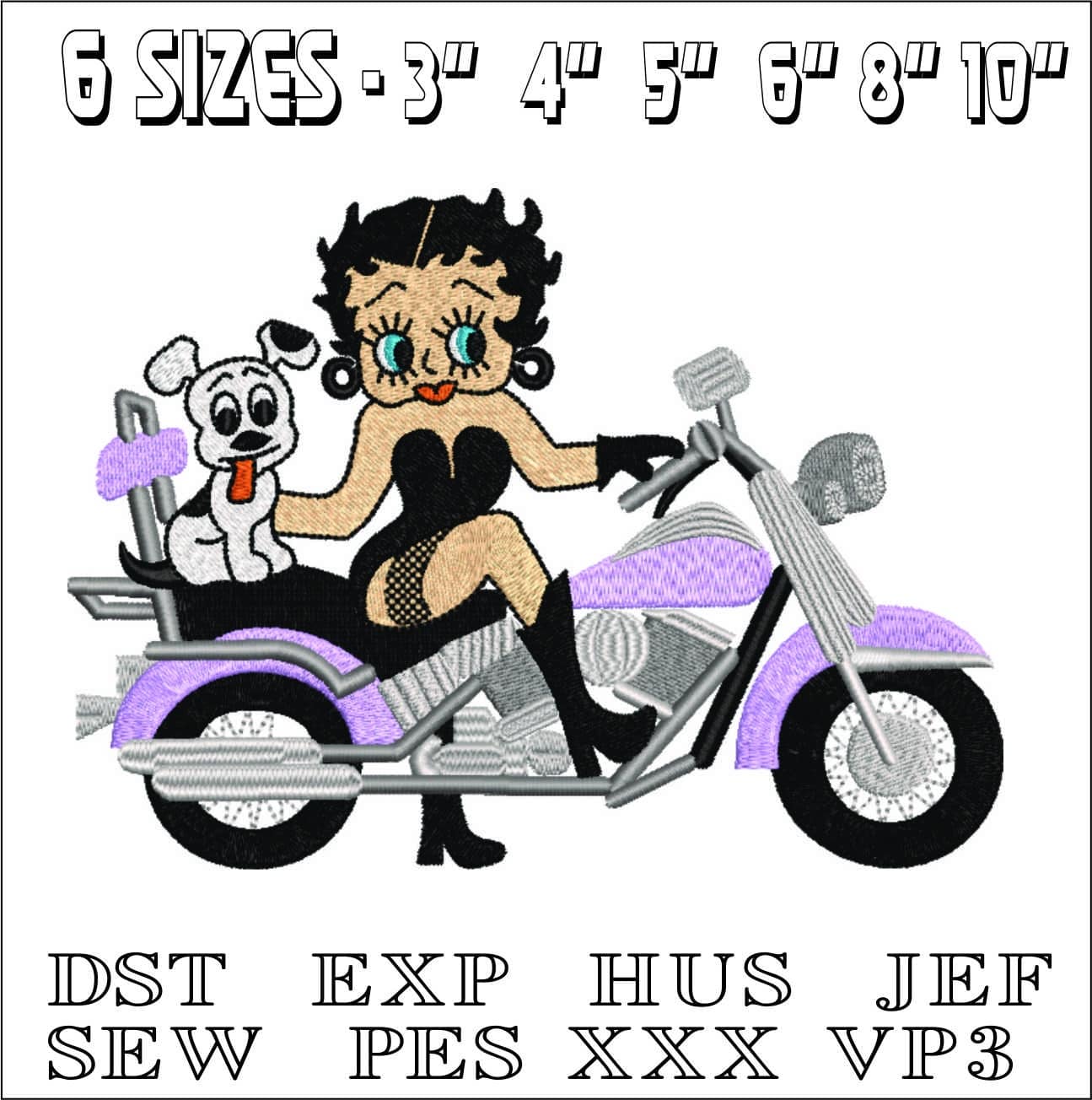 Betty Boop Motorbike- Elegant embroidery design file - instant download — view 2
