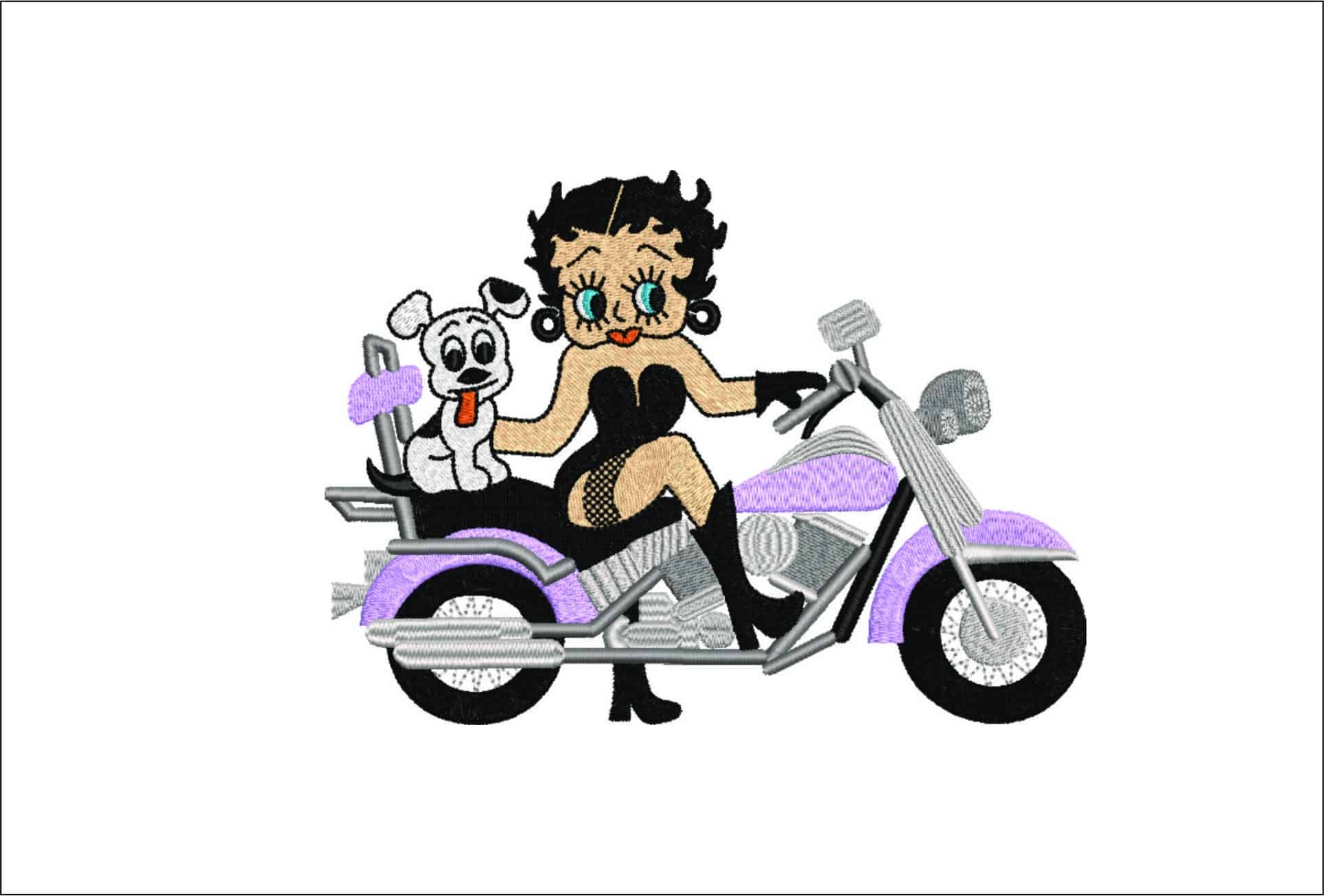 Betty Boop Motorbike- Elegant embroidery design file - instant download