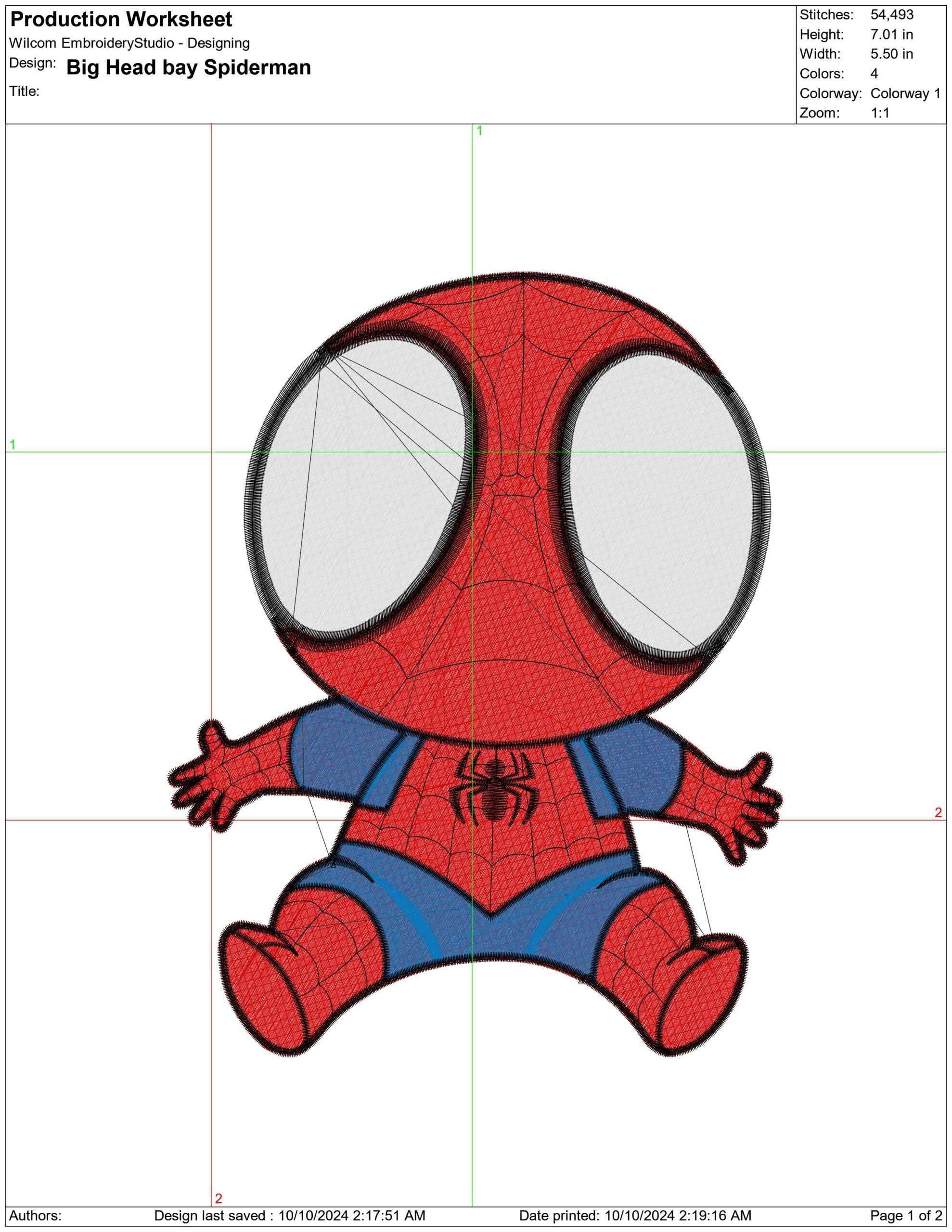 Big Head bay Spiderman- Elegant embroidery design file - instant download — view 4