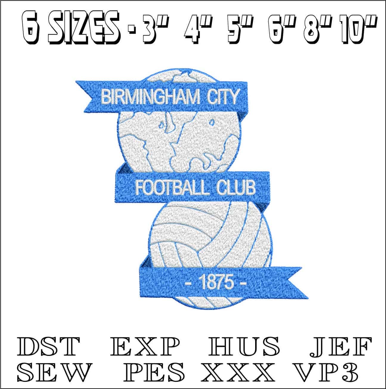 Birmingham City Football Club- Elegant embroidery design file - instant download — view 2