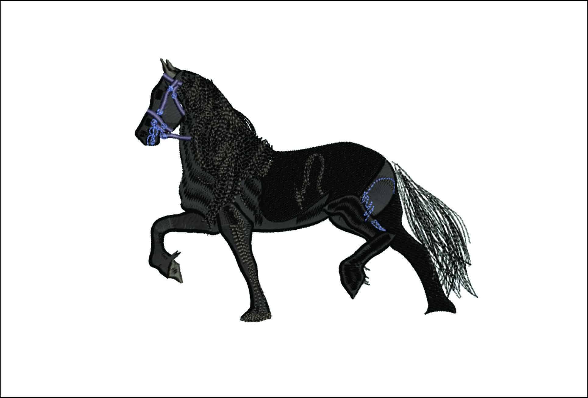 Black Horse- Elegant embroidery design file - instant download