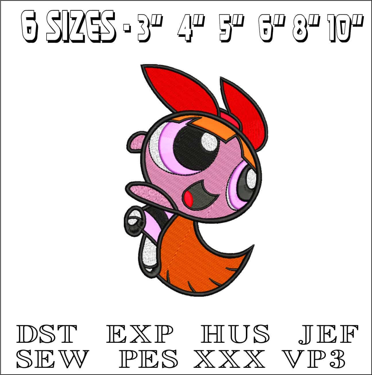 Blossom Powerpuff Girls- Elegant embroidery design file - instant download — view 2