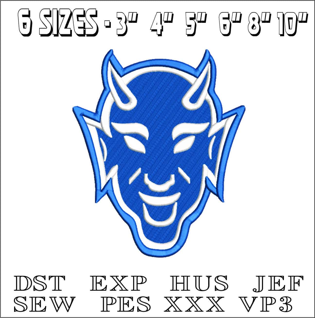 Blue Devils Mascot- Elegant embroidery design file - instant download — view 2