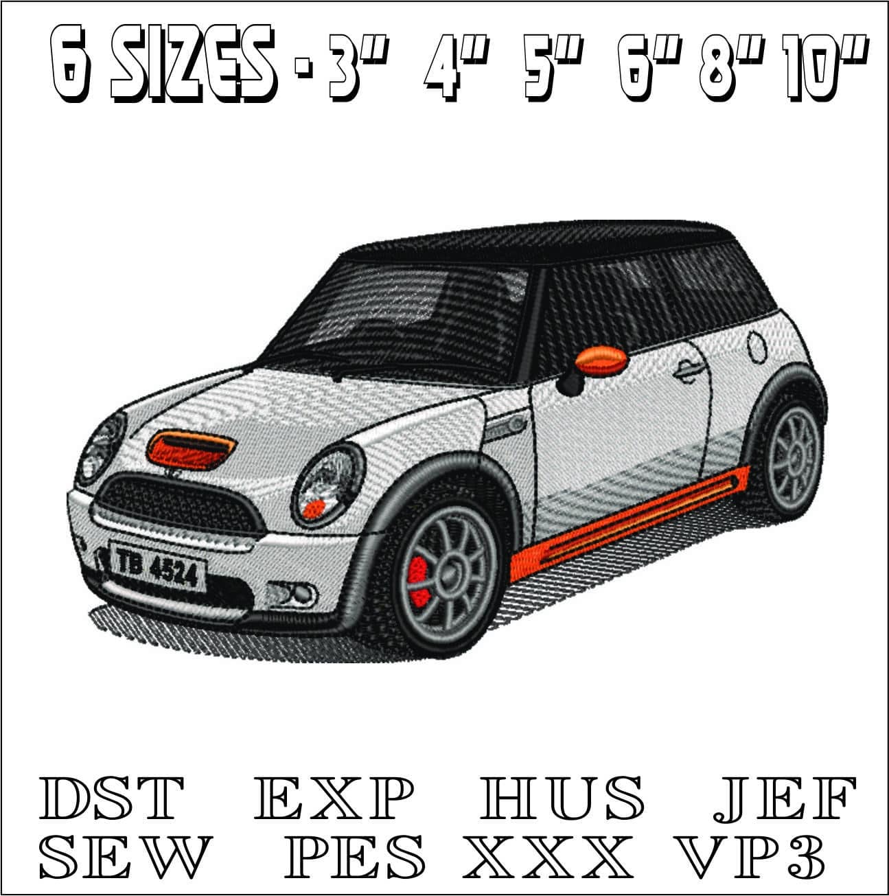 BMW Mini Cooper S MK2 Custom- Elegant embroidery design file - instant download — view 2