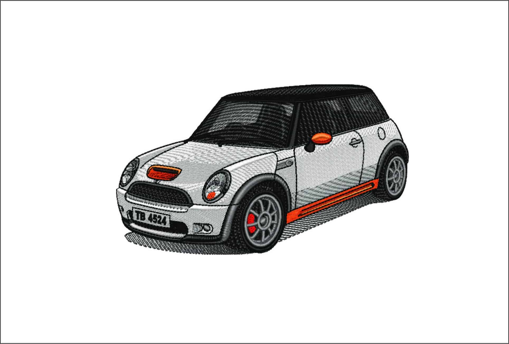 BMW Mini Cooper S MK2 Custom- Elegant embroidery design file - instant download