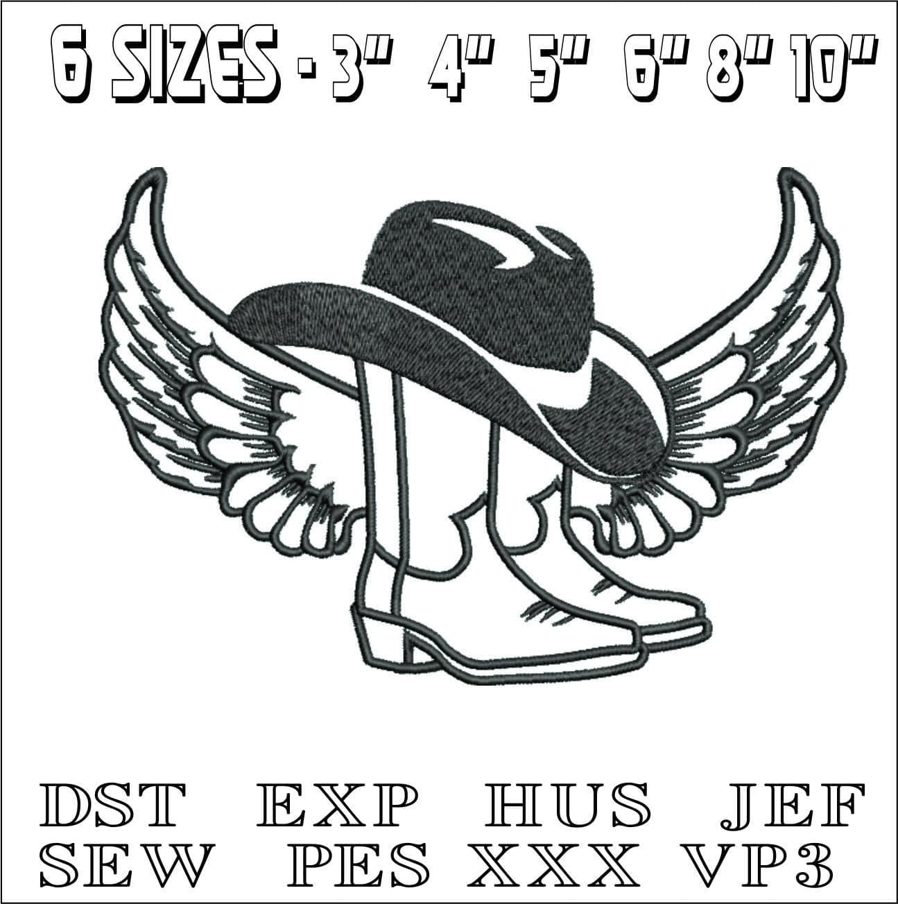 Boots and Hat- Elegant embroidery design file - instant download — view 2