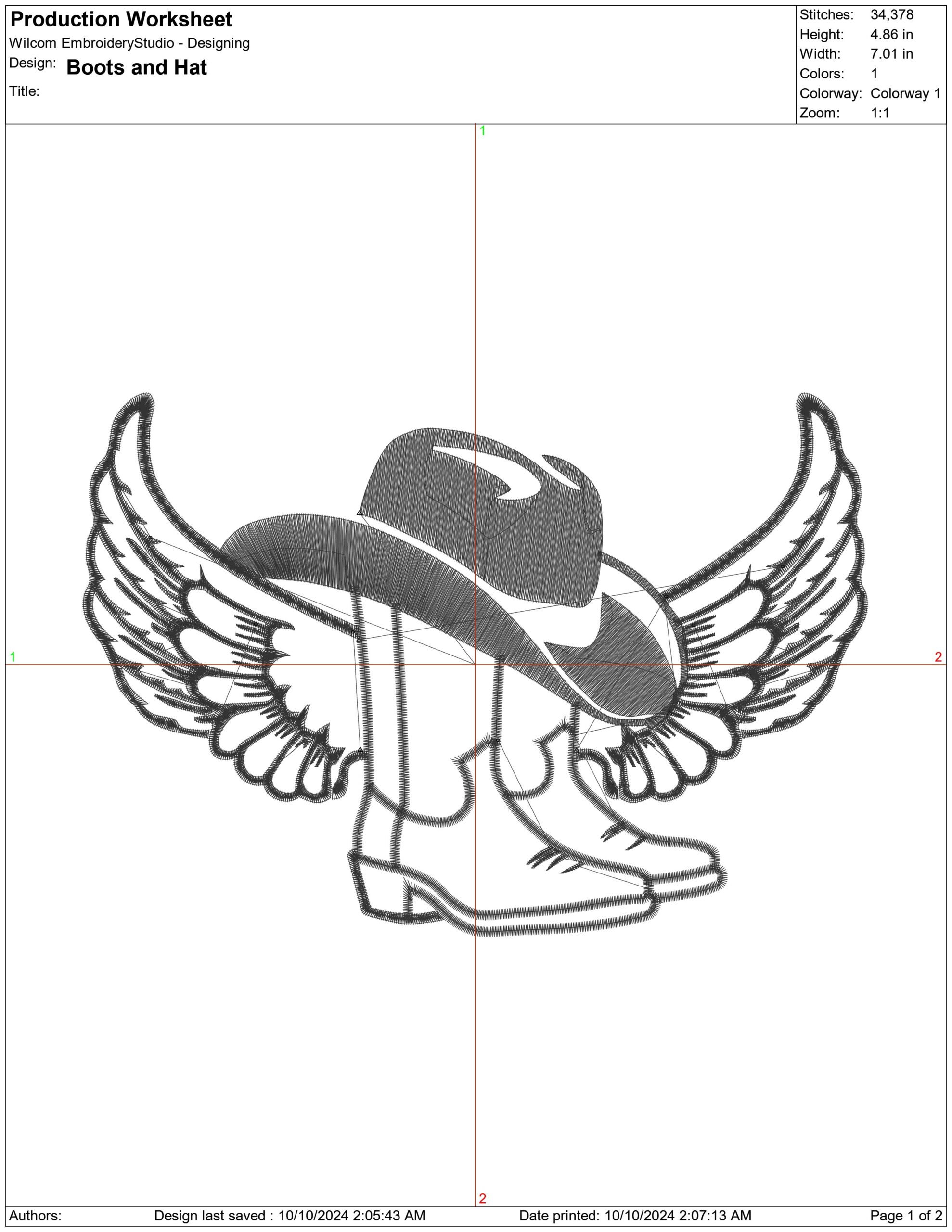 Boots and Hat- Elegant embroidery design file - instant download — view 4