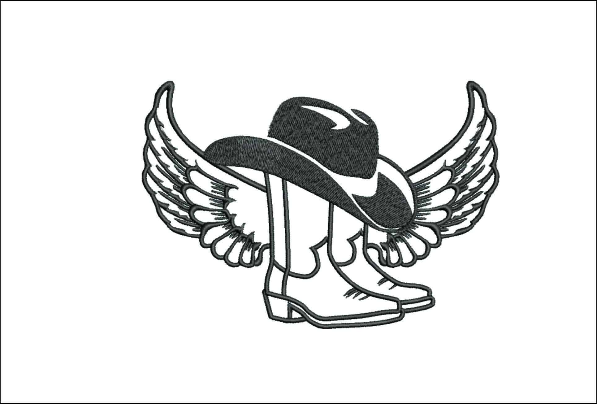 Boots and Hat- Elegant embroidery design file - instant download