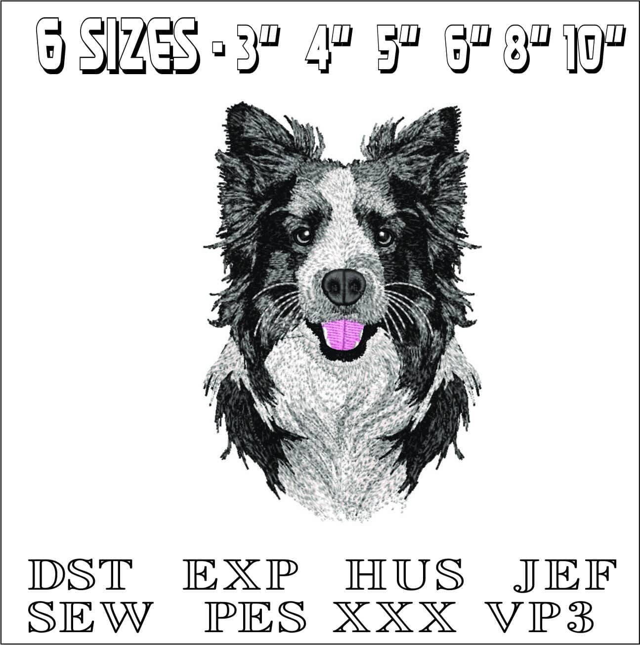 Border Collie Dog- Elegant embroidery design file - instant download — view 2