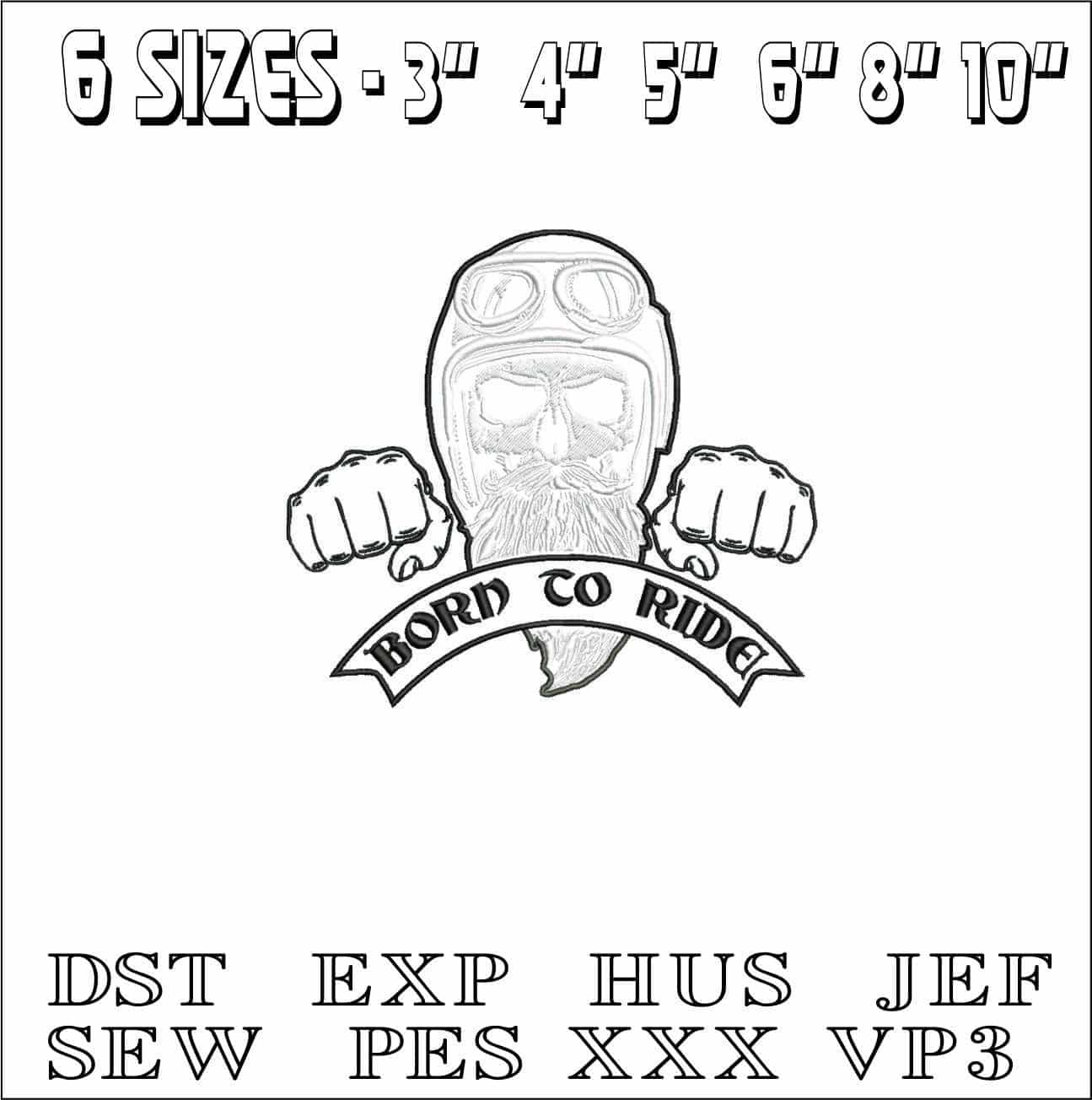 Born to Ride- Elegant embroidery design file - instant download — view 2