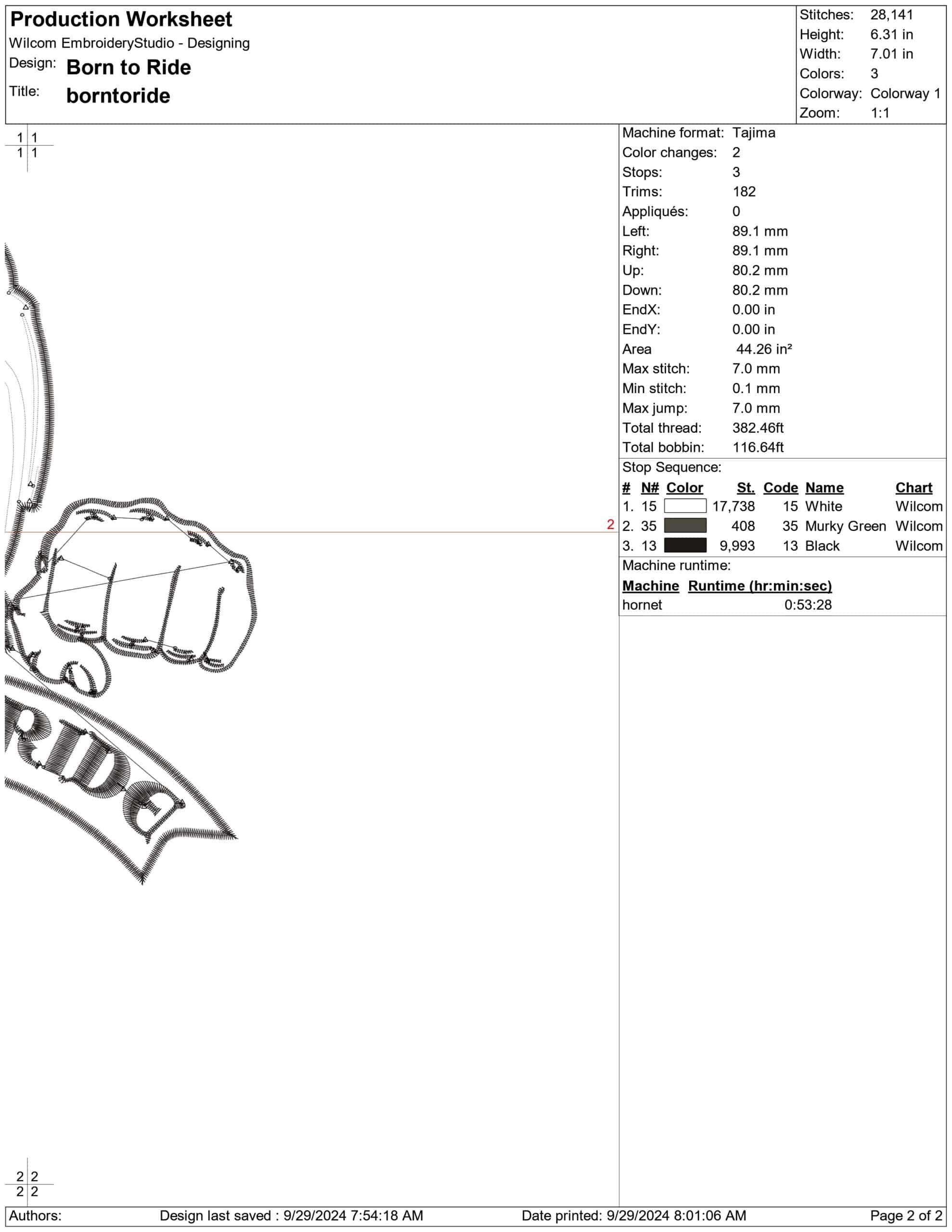 Born to Ride- Elegant embroidery design file - instant download — view 3
