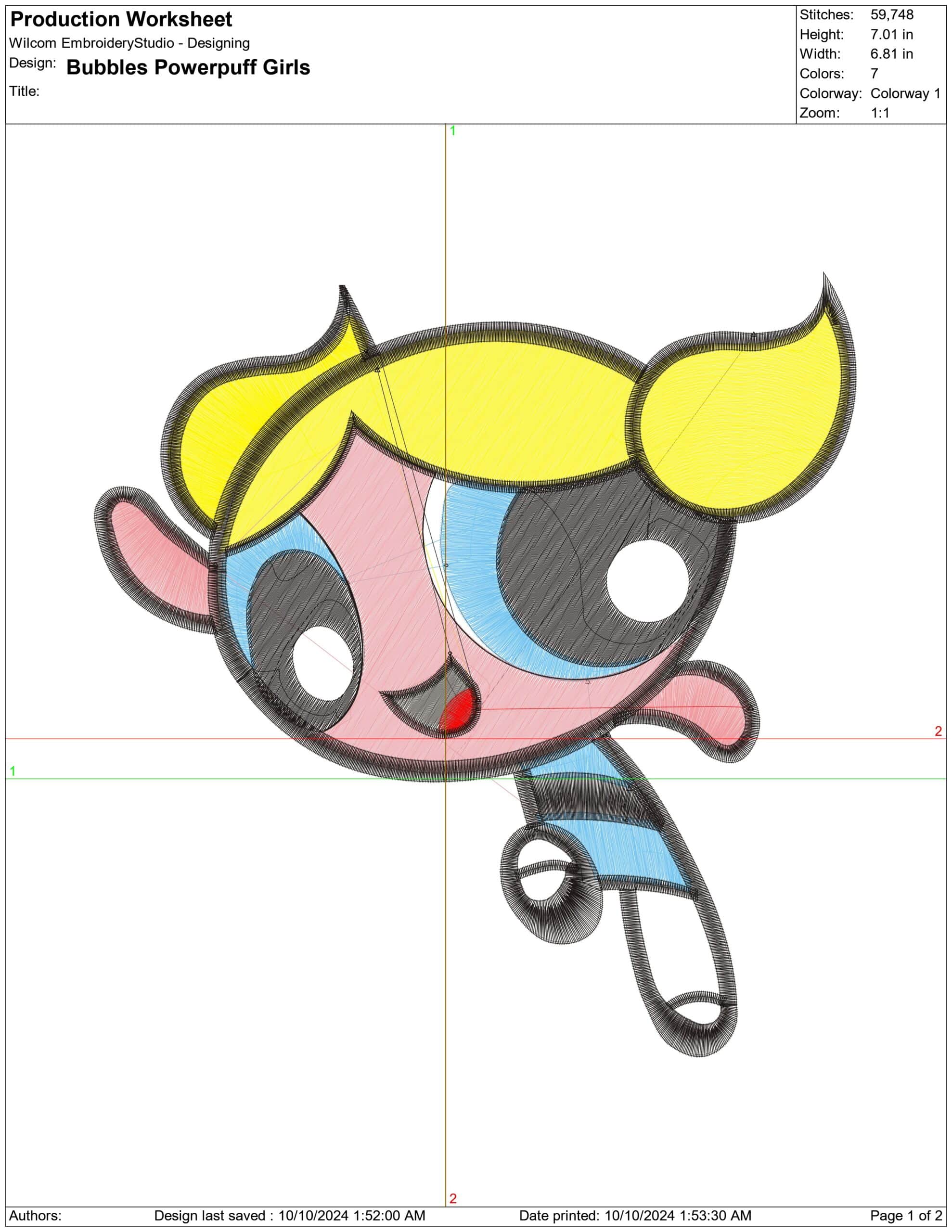 Bubbles Powerpuff Girls- Elegant embroidery design file - instant download — view 4