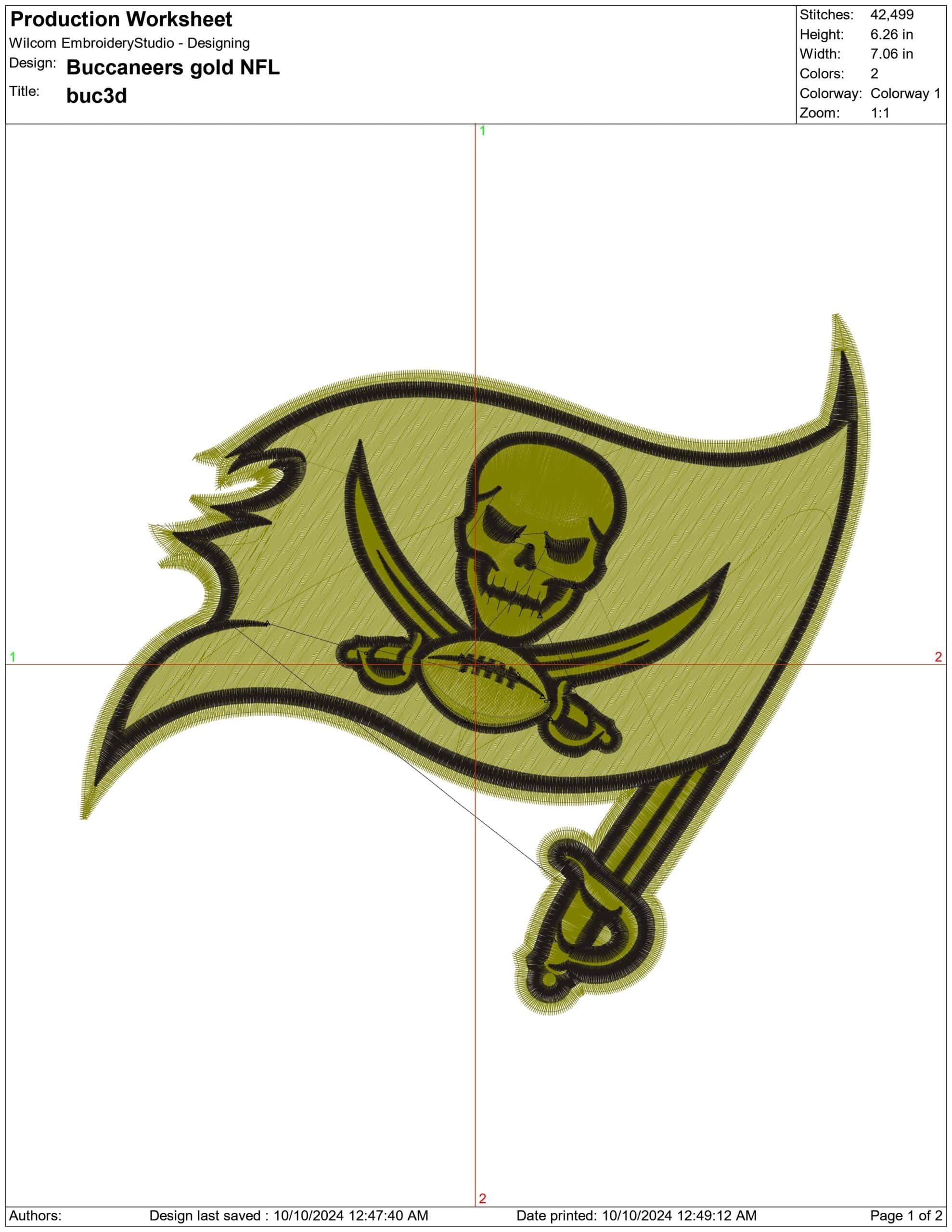 Bucaneers gold NFL- Elegant embroidery design file - instant download — view 4