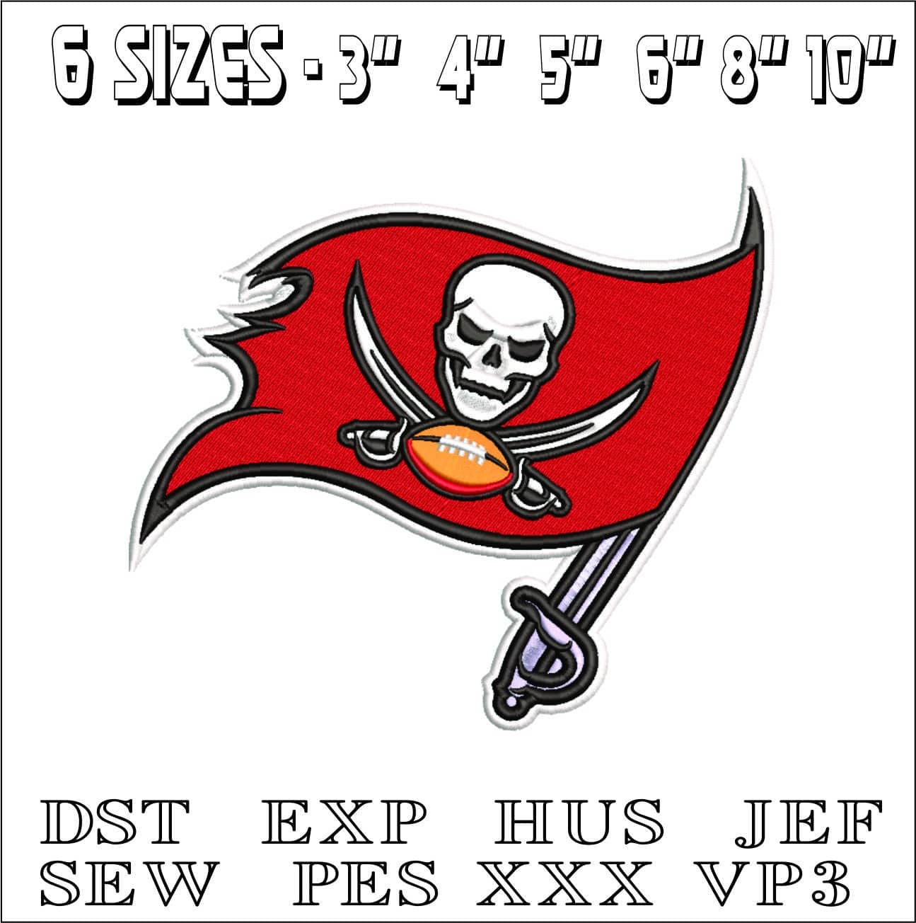Buccaneers NFL- Elegant embroidery design file - instant download — view 2