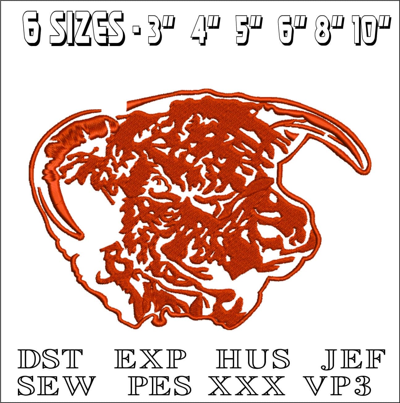 Bull- Elegant embroidery design file - instant download — view 2